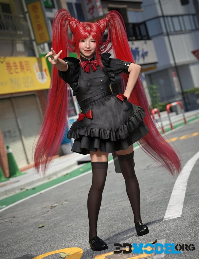 dForce KuJ Cute Maid Cafe Outfit for Genesis 9