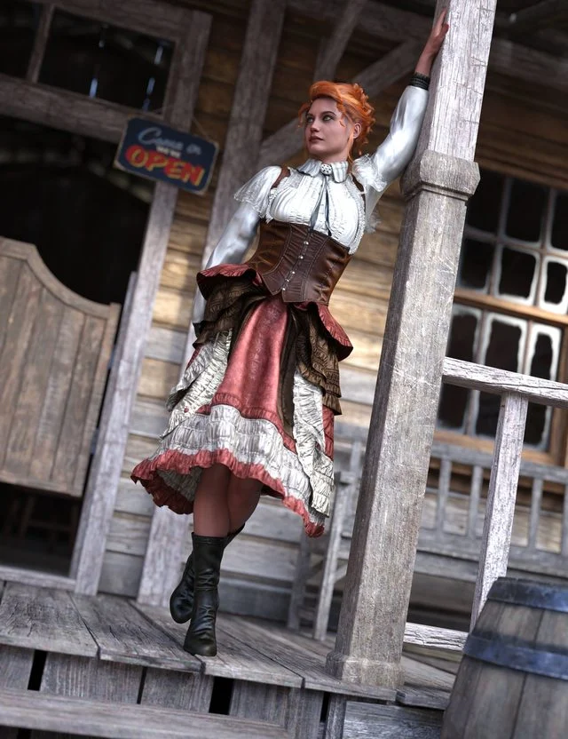 dForce Saloon Dress Outfit for Genesis 9