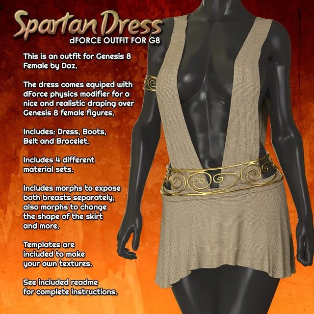 Exnem dForce Spartan Dress for Genesis 8 Female