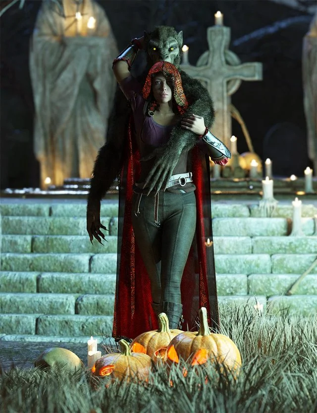 Red Love Poses for Genesis 9 Feminine and RawArts Werwulf