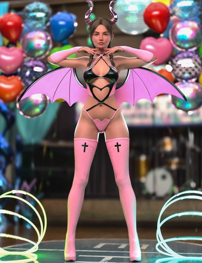Broken Hearts Succubus Outfit for Genesis 9
