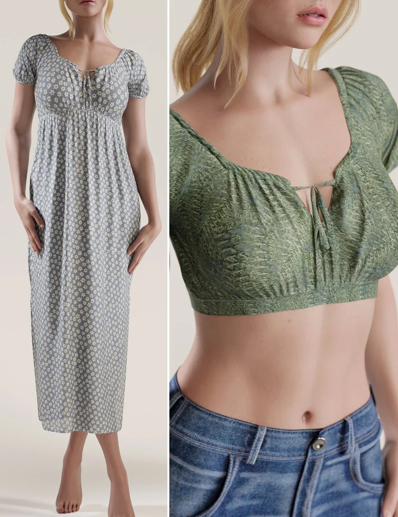 dForce 2-in-1 Ruffled Maxi Dress for Genesis 9