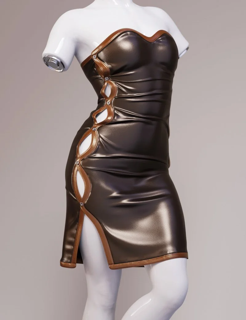 dForce Buttoned Up Tube Dress for Genesis 9