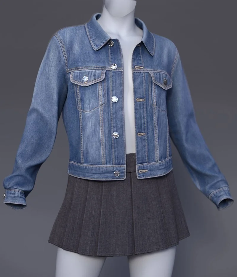 dForce Cai Denim Jacket and Pleated Skirt for G9