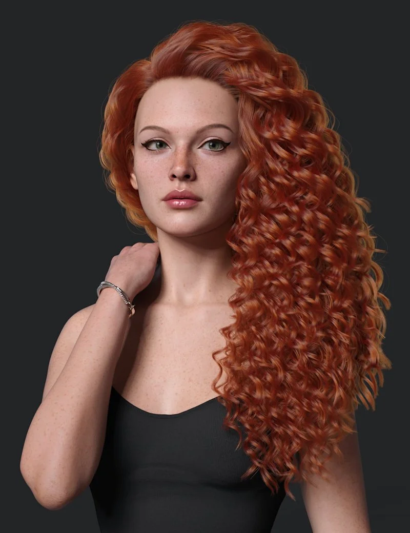dForce Curly Sideflip Hair for Genesis 9