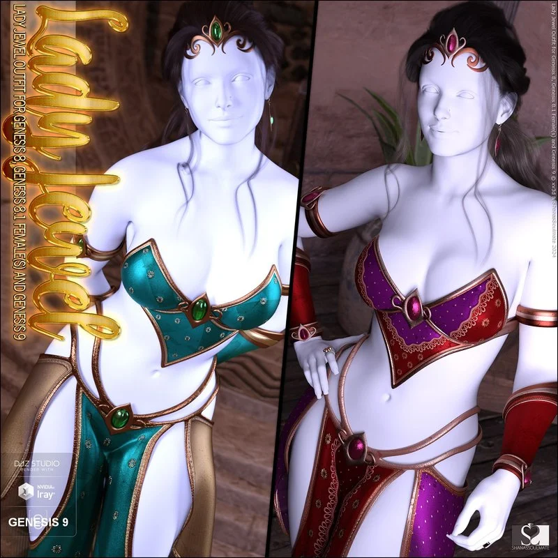 dForce Lady Jewel Outfit for Genesis 8 Females and Genesis 9