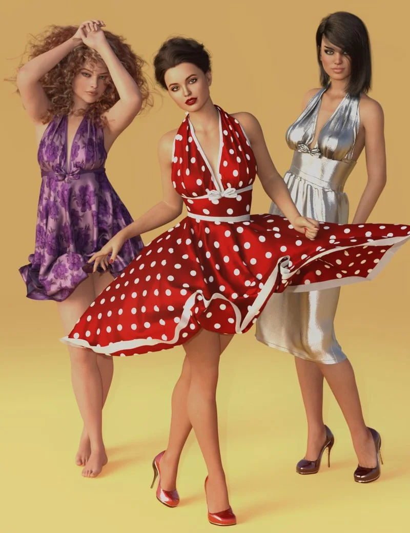 dForce Retro Dress for Genesis 9 and 8 Female