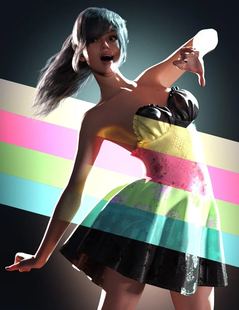 dForce Ruffled Party Dress for Genesis 9