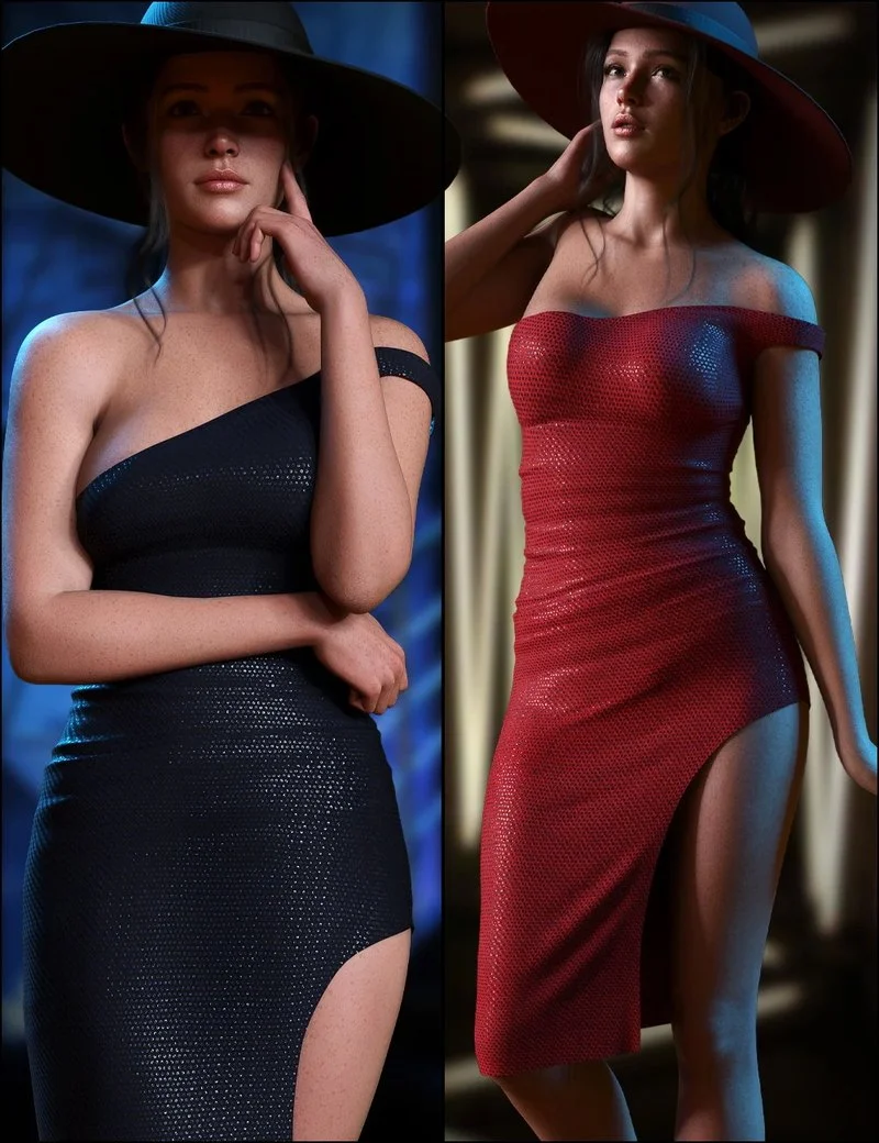 dForce Veloura Asymmetry Outfit Set for Genesis 9