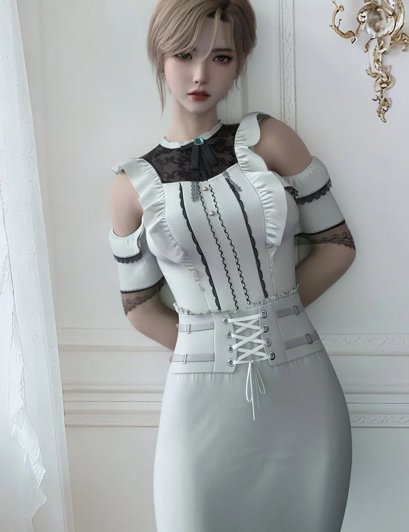dForce Yk Lace Fishtail Skirt Outfit for Genesis 9