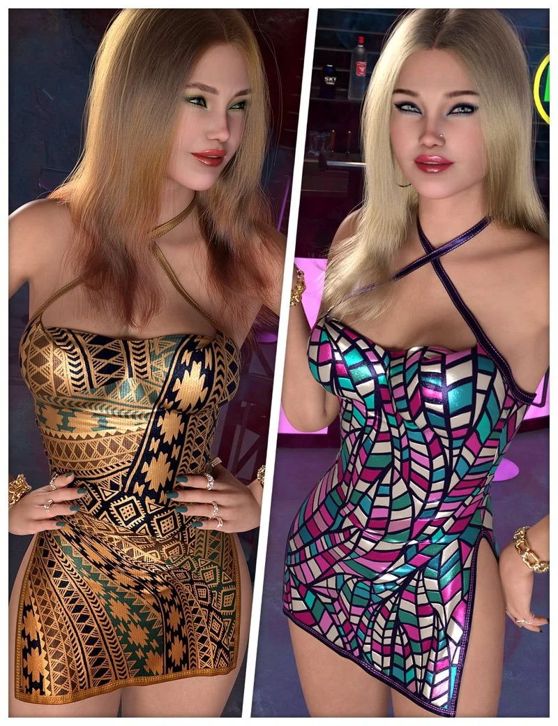 Fashionable Textures for dForce SU Crossed Sling Dress