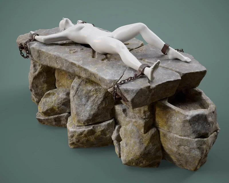 Sacrificial Stone Altar Prop with Pose G9