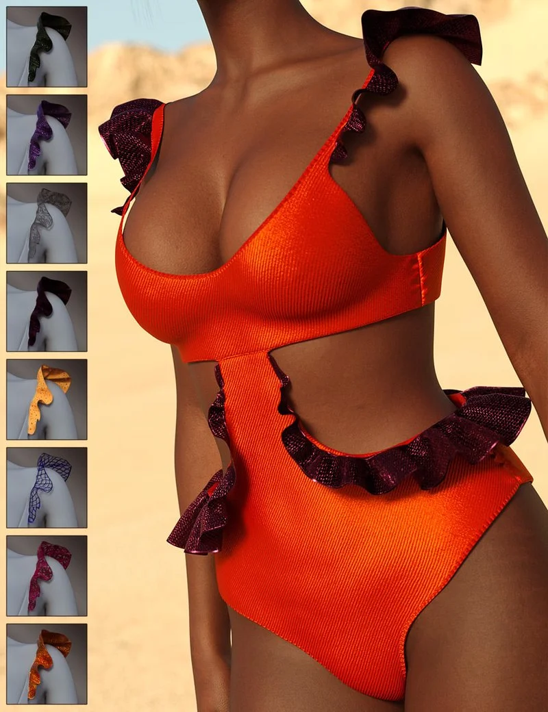 Texture Add-On for the Ruffle Swimsuit for Genesis 9