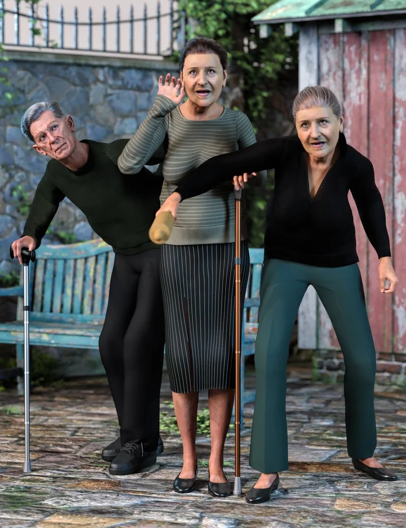Z Pose Library Old Age Mega Set for Genesis 9 and 8 Female