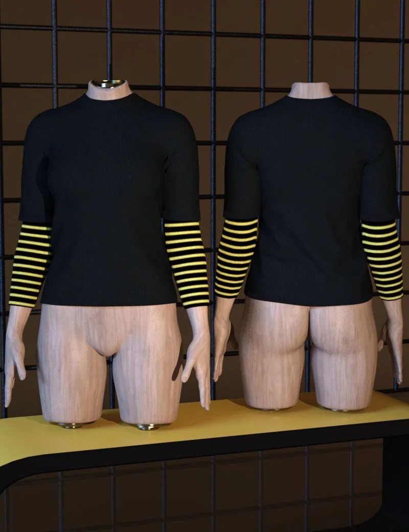 3DLoki dForce Long Layered Tee for Genesis 9 and Genesis 8 Female