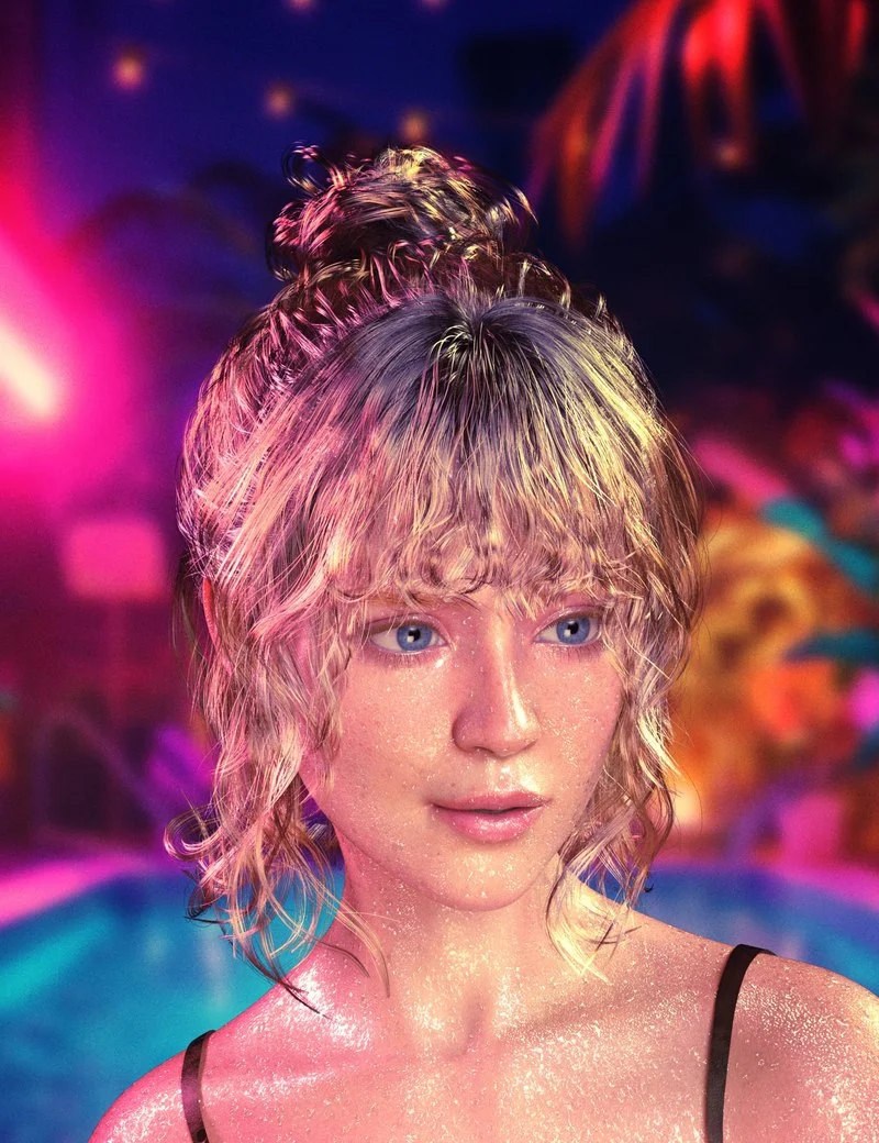 dForce FE Wet Up-do Strand-Based Hair for Genesis 9, 8 and 8.1
