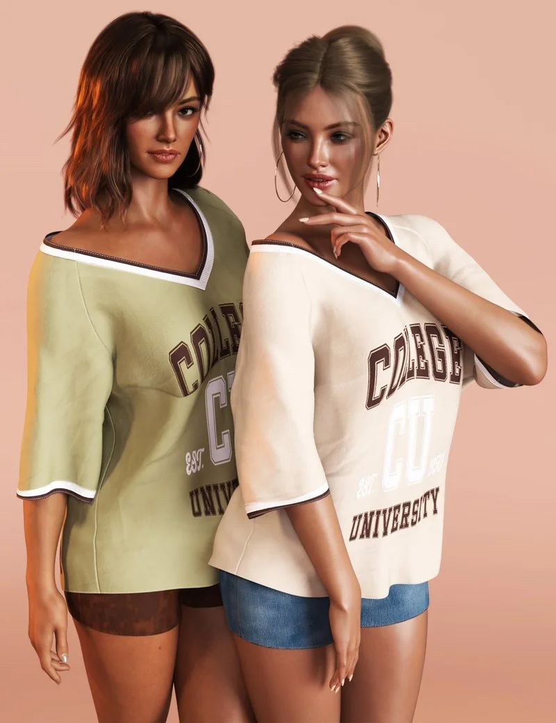 dForce M8 Oversized Varsity T-Shirt for Genesis 9 Textures Add-On