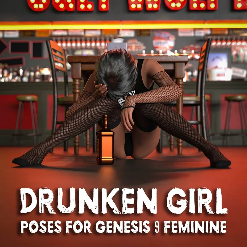 Drunken Girl Prop and Poses for Genesis 9