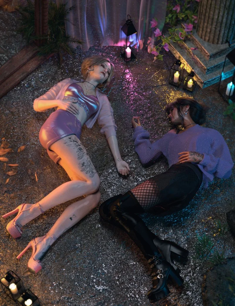 Falling Bodies Poses for Genesis 9 Feminine