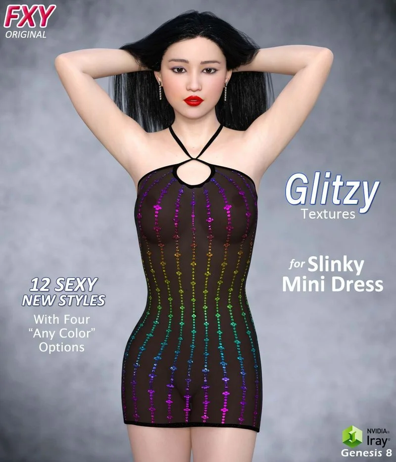 Glitzy Textures for Slinky Mini Dress - G8F