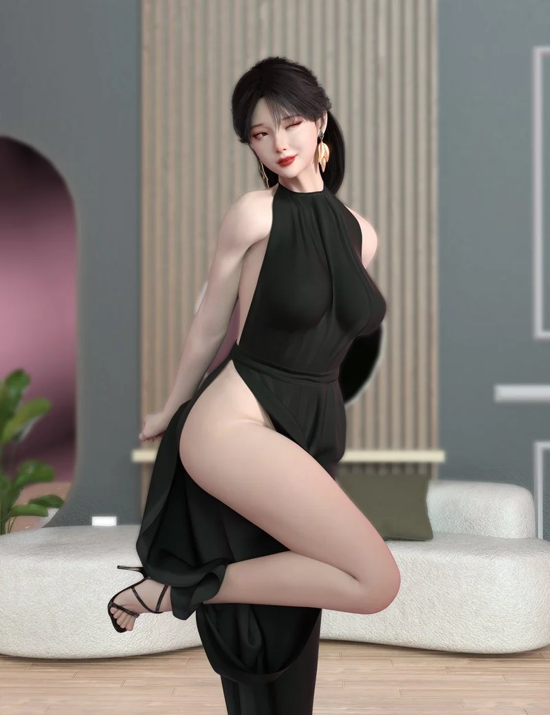 Noki Half-Up Bun with Bangs & Noki Mitsuki HD for Genesis 9