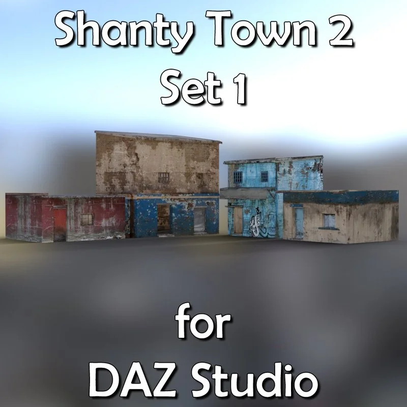 Shanty Town Buildings 2: Set 1 for DAZ Studio